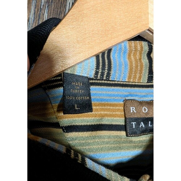 Robert Talbott Stripe Cotton Polo Golf Shirt Men Large - Picture 5 of 10